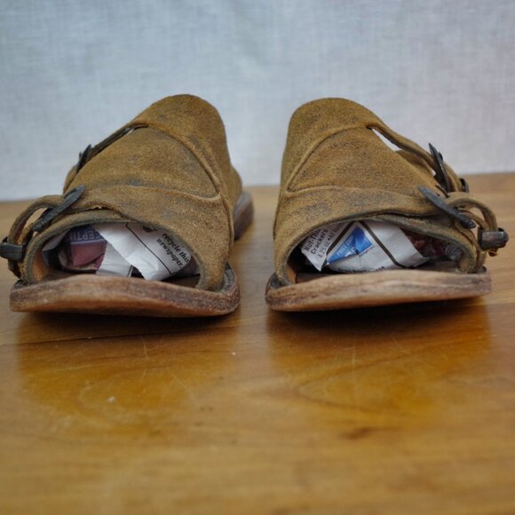 Free People Pre Distressed Double Buckle Leather Sandals Size 39 - Picture 10 of 11